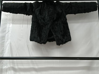 平和屋着物＃和装コート　ラビットファー　黒地　CABK0020ua