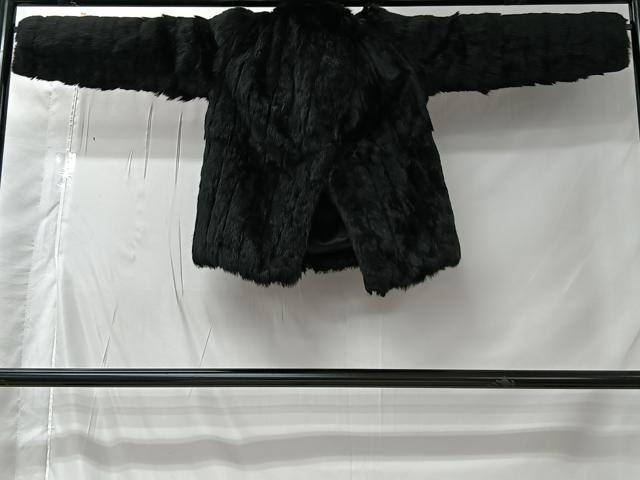 平和屋着物＃和装コート　ラビットファー　黒地　CABK0020ua