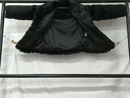 平和屋着物＃和装コート　ラビットファー　黒地　CABK0020ua