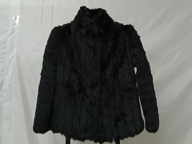 平和屋着物＃和装コート　ラビットファー　黒地　CABK0020ua