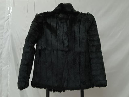 平和屋着物＃和装コート　ラビットファー　黒地　CABK0020ua
