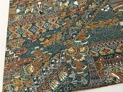 平和屋着物＃道中着　刺繍　壁画文様　ロング丈　正絹　逸品　CABK0022ua
