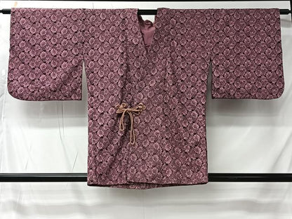 平和屋着物＃道中着　総レース　亀甲花文　退紅色　CABK0023ua