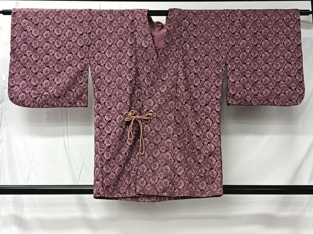 平和屋着物＃道中着　総レース　亀甲花文　退紅色　CABK0023ua