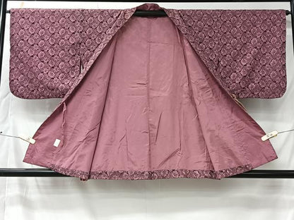 平和屋着物＃道中着　総レース　亀甲花文　退紅色　CABK0023ua