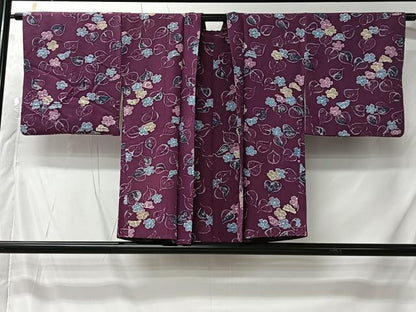 平和屋着物＃羽織　ろうけつ染め　草花文　正絹　逸品　CABK0024ua
