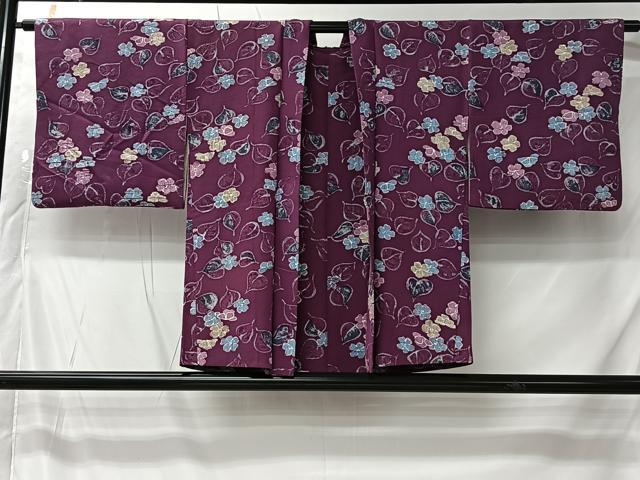 平和屋着物＃羽織　ろうけつ染め　草花文　正絹　逸品　CABK0024ua