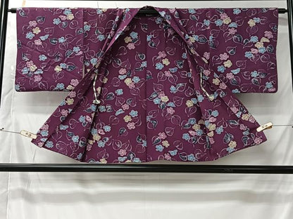 平和屋着物＃羽織　ろうけつ染め　草花文　正絹　逸品　CABK0024ua