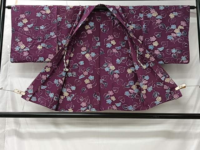 平和屋着物＃羽織　ろうけつ染め　草花文　正絹　逸品　CABK0024ua