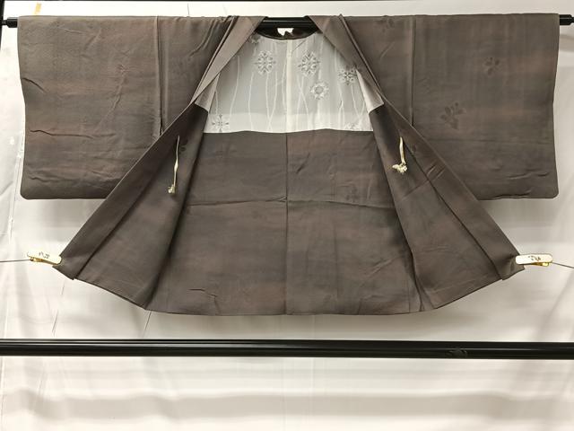 平和屋着物＃羽織　枝葉地紋　暈し染め　反端付き　正絹　逸品　CABK0027ua