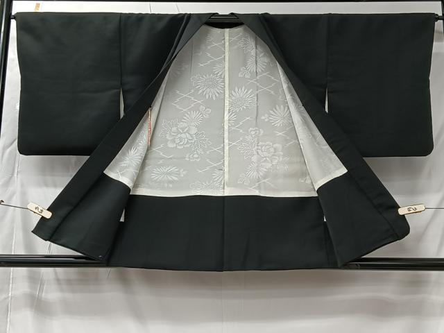平和屋着物＃羽織　寿光織　流水御所車花文　黒地　金糸　正絹　逸品　CABK0029ua