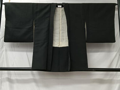 平和屋着物＃羽織　寿光織　流水鴛鴦文　黒地　金糸　正絹　逸品　CABK0033ua