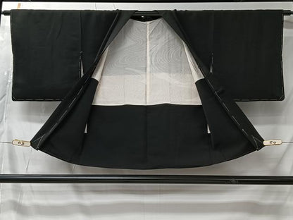 平和屋着物＃羽織　総刺繍　枝花文　黒地　反端付き　正絹　逸品　未使用　CABK0034ua