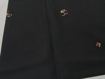 平和屋着物＃道中着　瓢箪　黒地　ロング丈　正絹　逸品　CABK0043ua