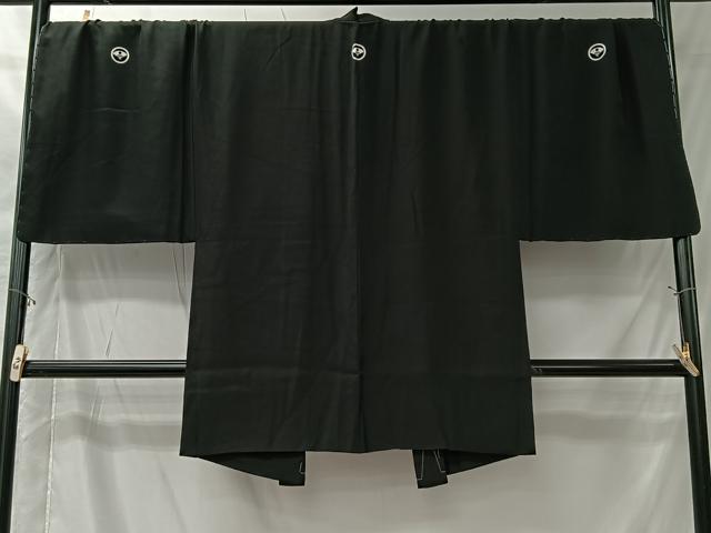 平和屋着物＃男性　長羽織　黒紋付　キングサイズ　正絹　逸品　未使用　CABK0044ua