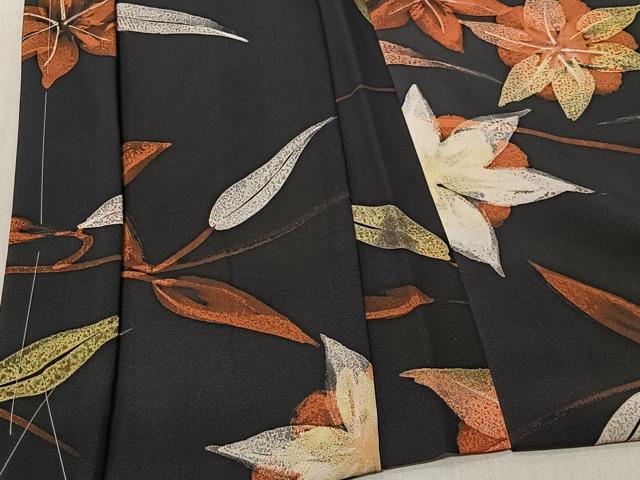 平和屋着物＃羽織 ろうけつ染 草花文 正絹 逸品 未使用 CABK0051ua