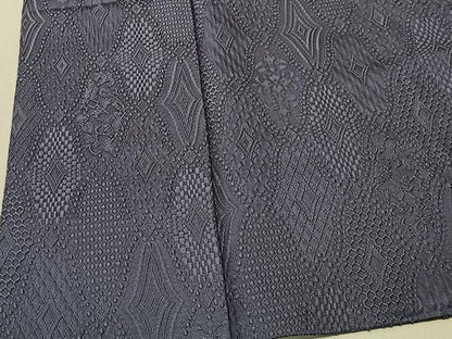 平和屋着物＃道中着　菱地紋　濃鼠色　ロング丈　正絹　逸品　CABK0052ua