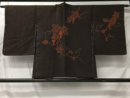 平和屋着物＃羽織　刺繍　葡萄蔦の葉文　正絹　逸品　CABK0055ua