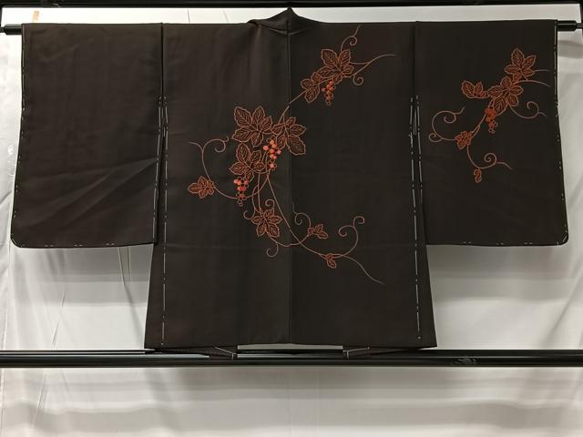 平和屋着物＃羽織　刺繍　葡萄蔦の葉文　正絹　逸品　CABK0055ua