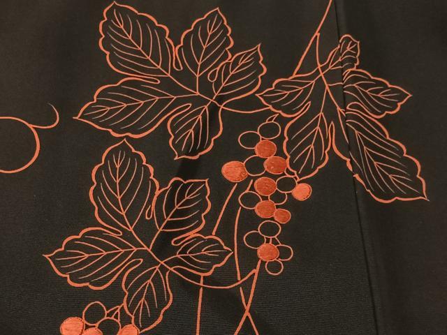 平和屋着物＃羽織　刺繍　葡萄蔦の葉文　正絹　逸品　CABK0055ua