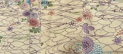 平和屋着物＃羽織　型染め　流水草花文　正絹　逸品　CABK0056ua