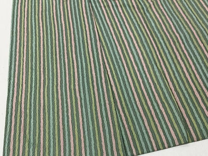 平和屋着物＃道中着　縞　正絹　逸品　CABK0058ua