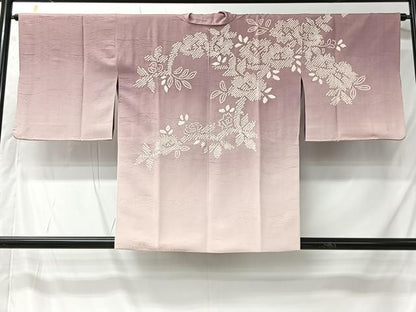 平和屋着物＃道中着　絞り　草花文　暈し染め　正絹　逸品　CABK0059ua
