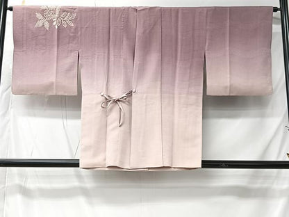 平和屋着物＃道中着　絞り　草花文　暈し染め　正絹　逸品　CABK0059ua