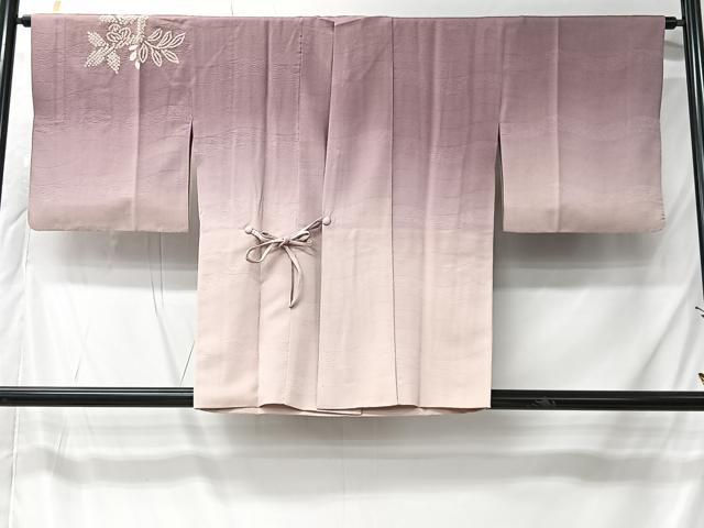 平和屋着物＃道中着　絞り　草花文　暈し染め　正絹　逸品　CABK0059ua
