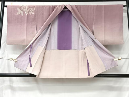 平和屋着物＃道中着　絞り　草花文　暈し染め　正絹　逸品　CABK0059ua