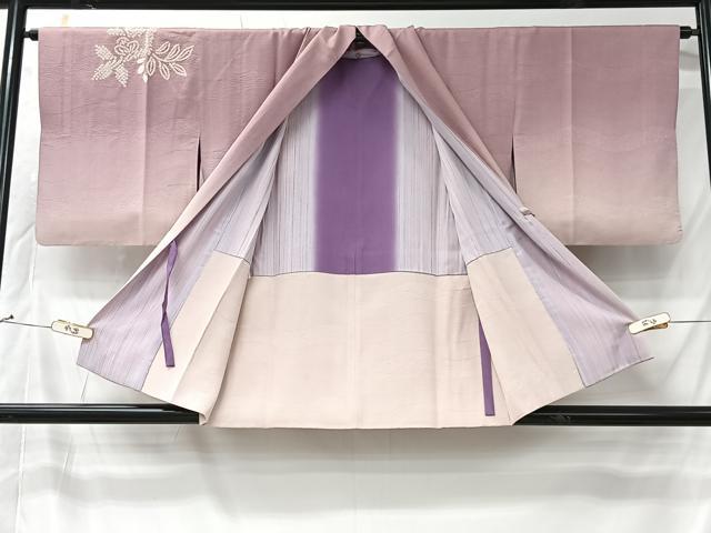 平和屋着物＃道中着　絞り　草花文　暈し染め　正絹　逸品　CABK0059ua