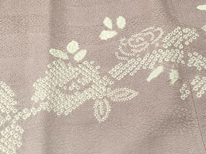 平和屋着物＃道中着　絞り　草花文　暈し染め　正絹　逸品　CABK0059ua