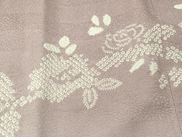 平和屋着物＃道中着　絞り　草花文　暈し染め　正絹　逸品　CABK0059ua