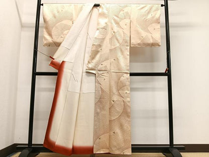 平和屋着物■上質な小紋　幾何学文様　金彩　正絹　逸品　CABK0061ua