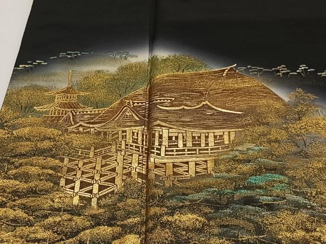 平和屋着物■豪華黒留袖　流水風景文　金銀彩　正絹　逸品　CABK0062ua