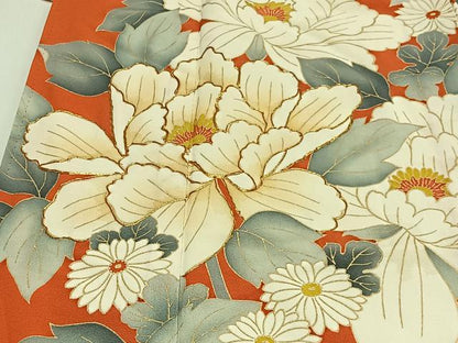 平和屋着物■豪華振袖　駒刺繍　草花文　金彩　正絹　逸品　CABK0066ua