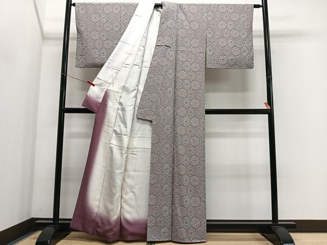 平和屋着物■上質な小紋　亀甲更紗花文　正絹　逸品　CABK0067ua