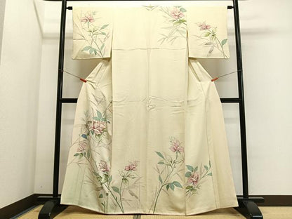 平和屋着物■訪問着　駒刺繍　草花文　金彩　正絹　逸品　CABK0071ua