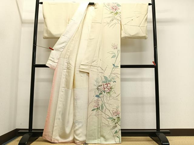 平和屋着物■訪問着　駒刺繍　草花文　金彩　正絹　逸品　CABK0071ua