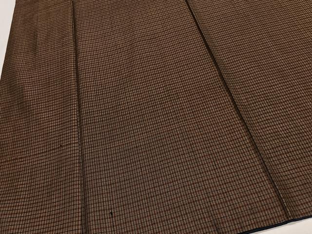 平和屋着物■男性　紬　格子　正絹　逸品　CABK0072ua