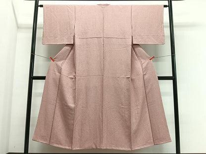 平和屋着物■上質な色無地　紋意匠　珊瑚色　正絹　逸品　CABK0076ua