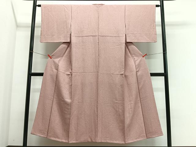 平和屋着物■上質な色無地　紋意匠　珊瑚色　正絹　逸品　CABK0076ua