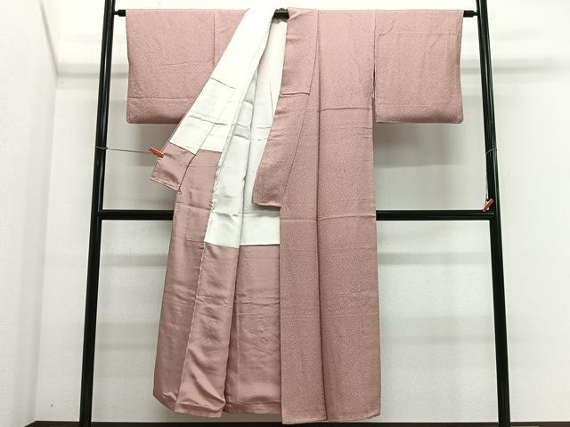 平和屋着物■上質な色無地　紋意匠　珊瑚色　正絹　逸品　CABK0076ua