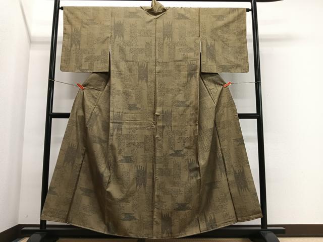 平和屋着物■上質な紬　抽象文様　正絹　逸品　未使用　CABK0079ua