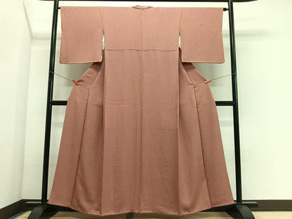 平和屋着物■上質な色無地　亀甲地紋　遠州茶色　正絹　逸品　CABK0083ua