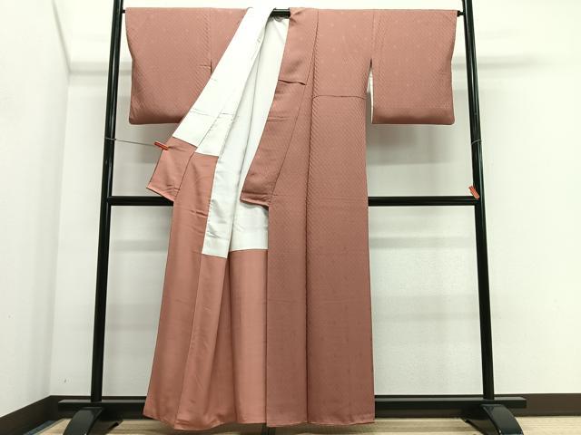 平和屋着物■上質な色無地　亀甲地紋　遠州茶色　正絹　逸品　CABK0083ua