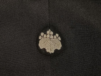 平和屋着物■豪華黒留袖　総刺繍　扇面花鳥文　金銀糸　正絹　逸品　CABK0086ua
