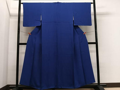平和屋着物■上質な色無地　紺色　正絹　逸品　CABK0089ua