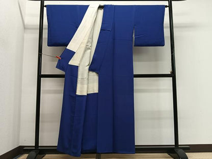 平和屋着物■上質な色無地　紺色　正絹　逸品　CABK0089ua