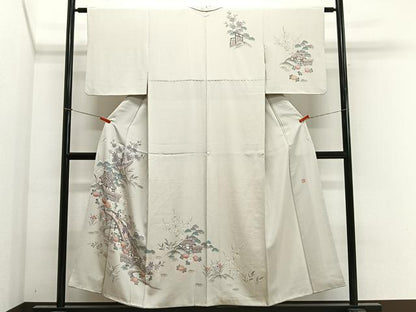 平和屋着物■訪問着　作家物　手描き　人物風景文　正絹　逸品　CABK0090ua